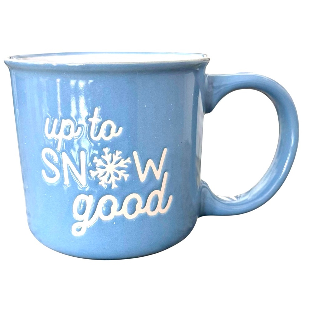 Eccolo “Up to SN❄️W Good” Blue/White Sand Etched Ceramic Coffee Mug
